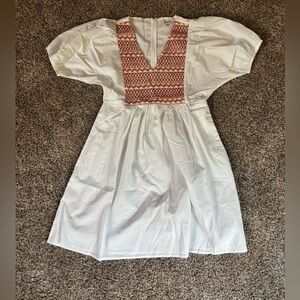 Madewell White cotton dress with red and orange detail
